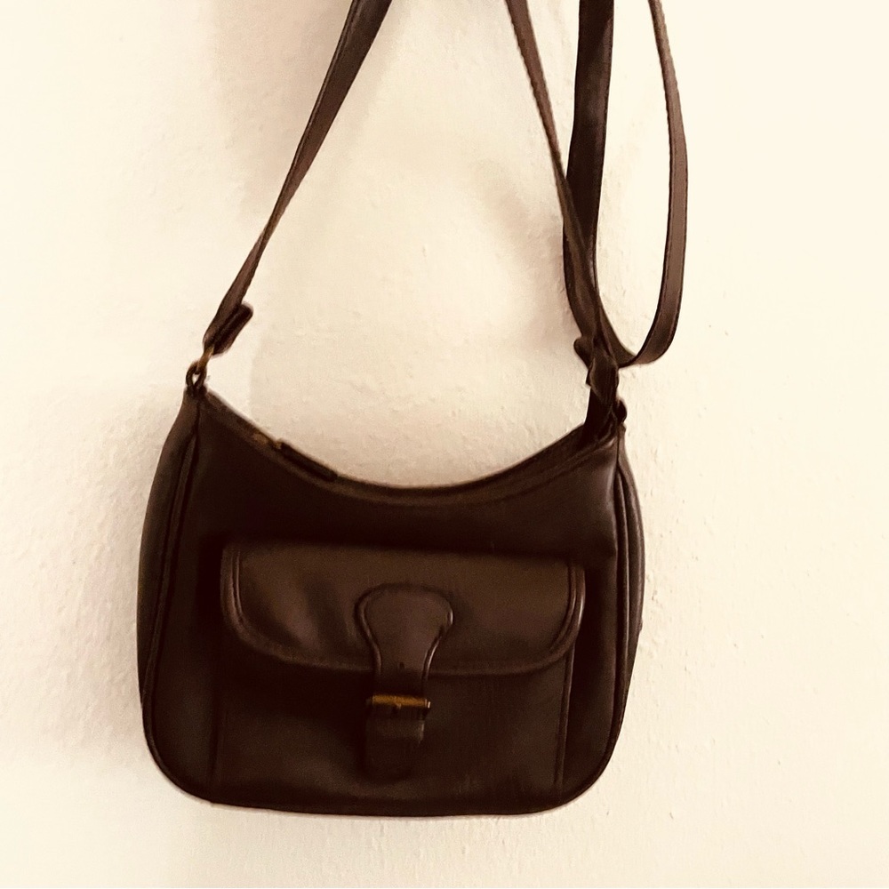 Chocolate brown Vegan leather utility pocket crossbody bag